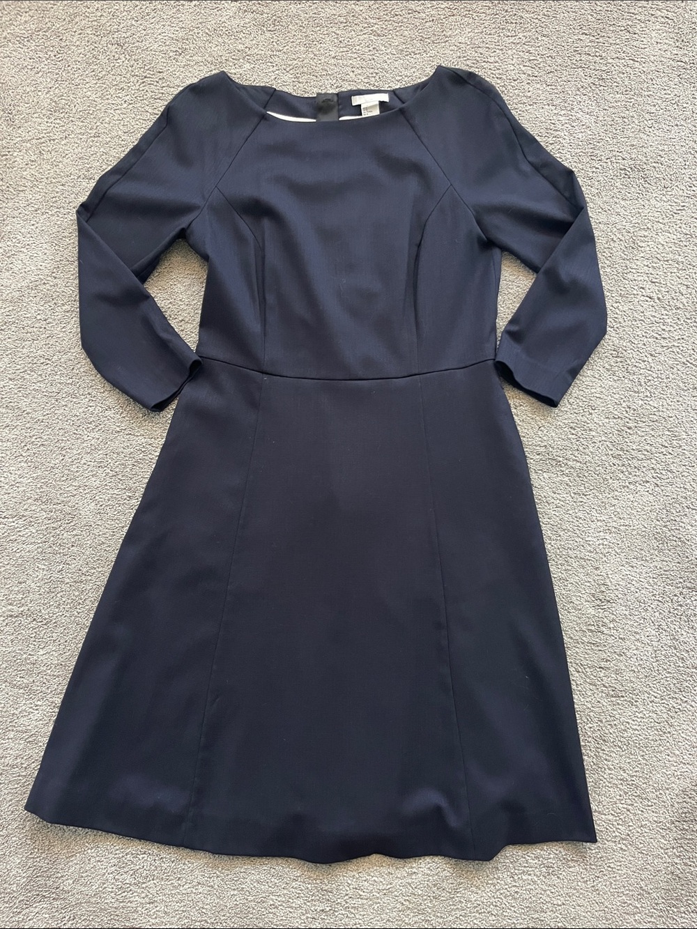 H&M Navy Long-Sleeve Fit & Flare Dress